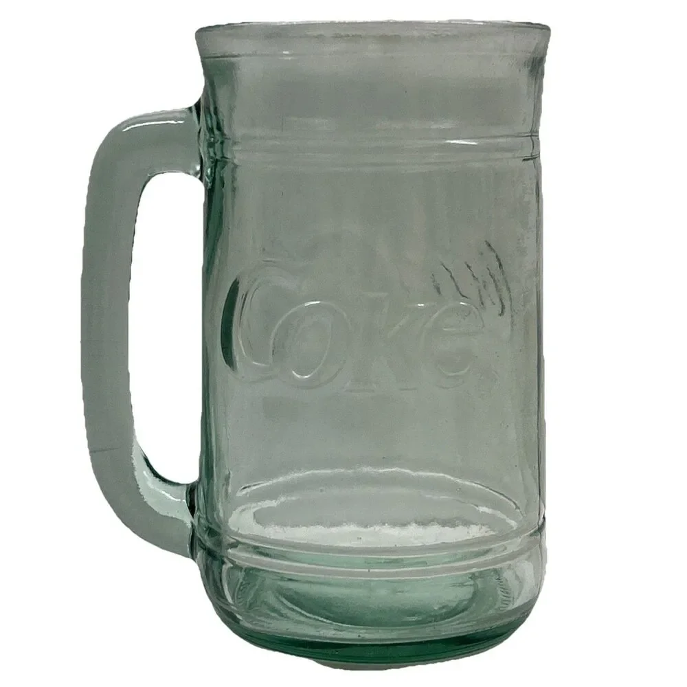 Vintage Coca-Cola Coke Green Glass‎ Stein Mug With Handle